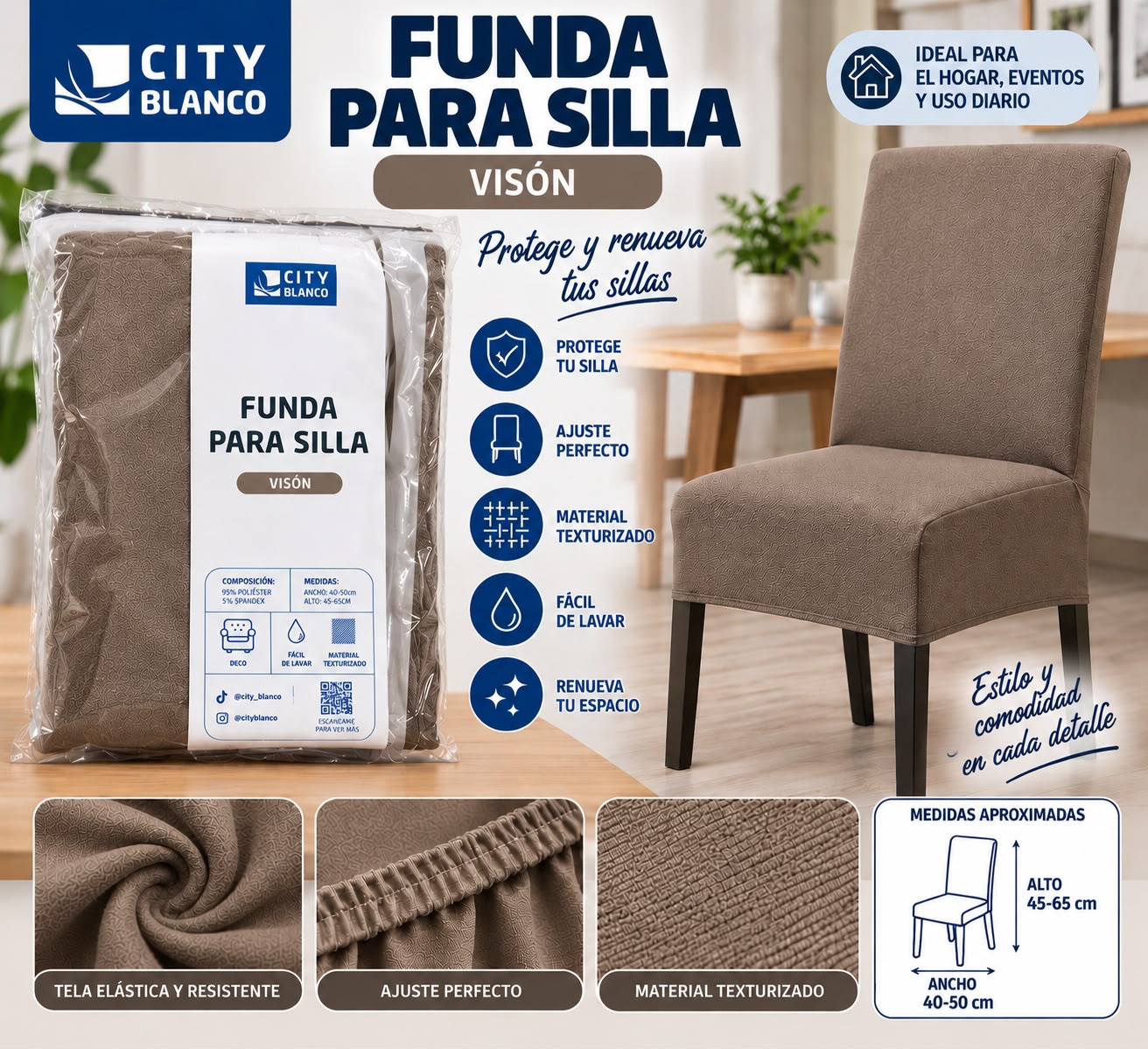 FUNDA PARA SILLAS ANTI DESGARRO ELASTIZADA - Imagen 4