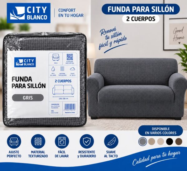 FUNDA DE SILLON DE 2 CUERPOS ANTI DESGARRO