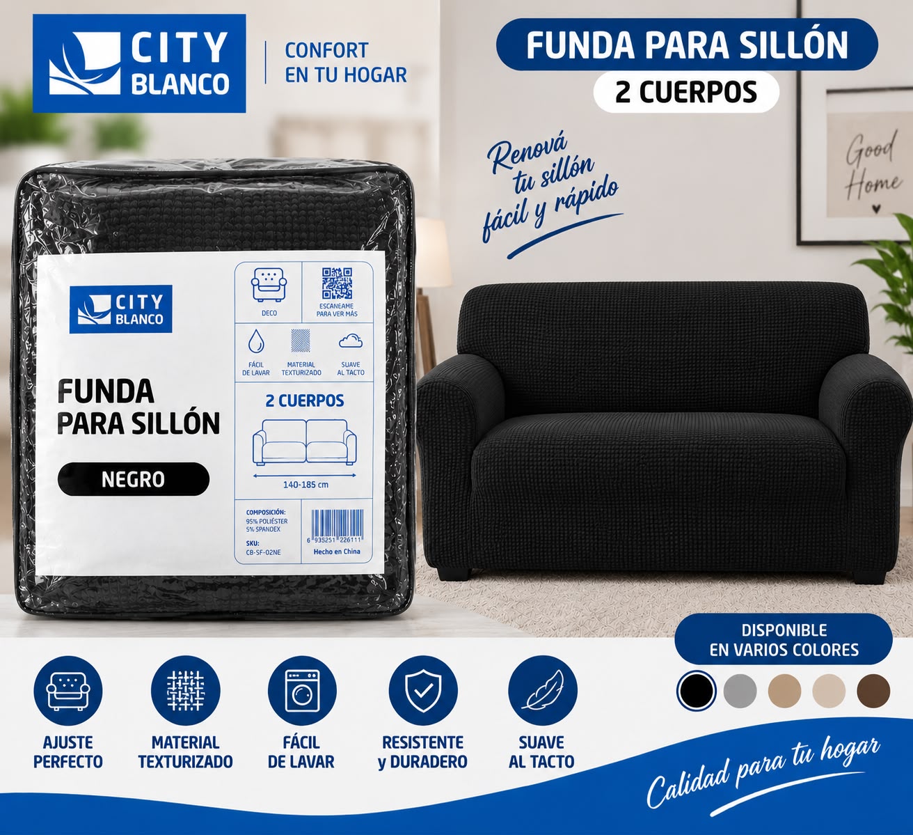 FUNDA DE SILLON DE 2 CUERPOS ANTI DESGARRO - Imagen 4