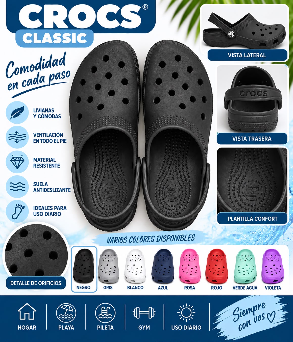 CROCS CLASSIC PARA NIÑO Y NIÑA BULTO 12 UNIDADES DEL 24 AL 34