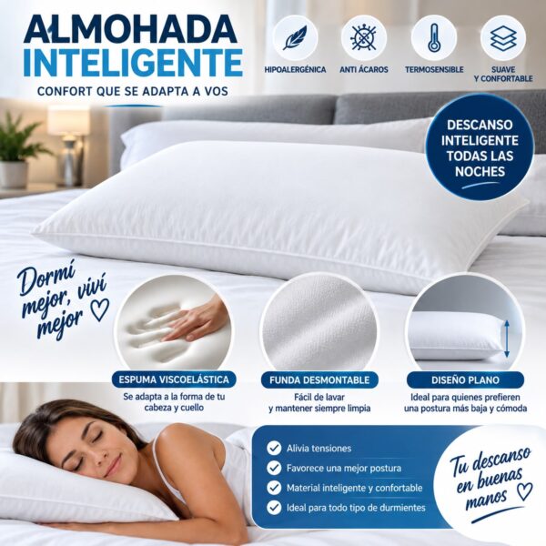 ALMOHADA VISCOELASTICA INTELIGENTE PLANA (CON FUNDA EXTRAIBLE)
