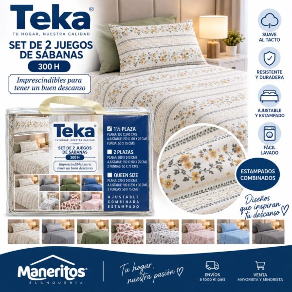 SABANAS TEKA 2X1 SABANA ESTAMPADA Y SABANA LISA 1 Y MEDIA - Imagen 6