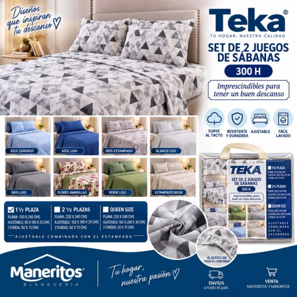 SABANAS TEKA 2X1 SABANA ESTAMPADA Y SABANA LISA 1 Y MEDIA - Imagen 4