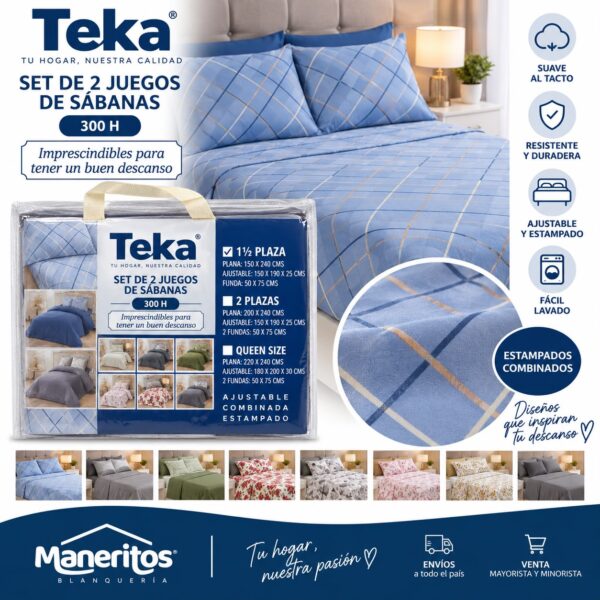Alternative view of SABANAS TEKA 2X1 SABANA ESTAMPADA Y SABANA LISA 1 Y MEDIA
