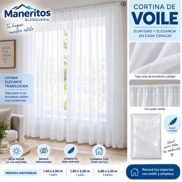 Alternative view of CORTINA DE VOILE COLOR BLANCO