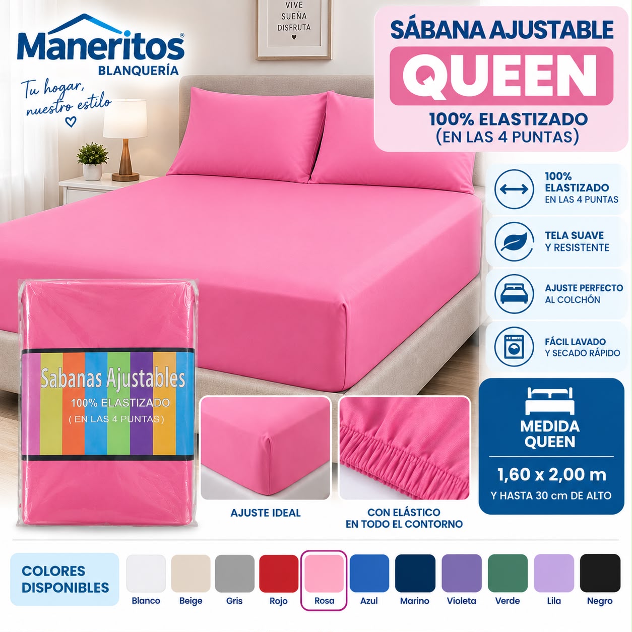 SABANAS AJUSTABLES QUEEN 1,60x2,00