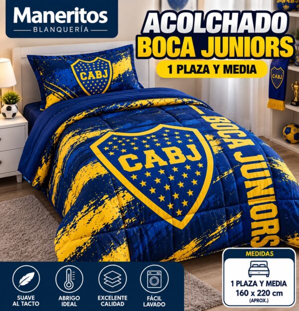 ACOLCHADO DE BOCA 100% ORIGINAL 1 PLAZA Y MEDIA - Imagen 3