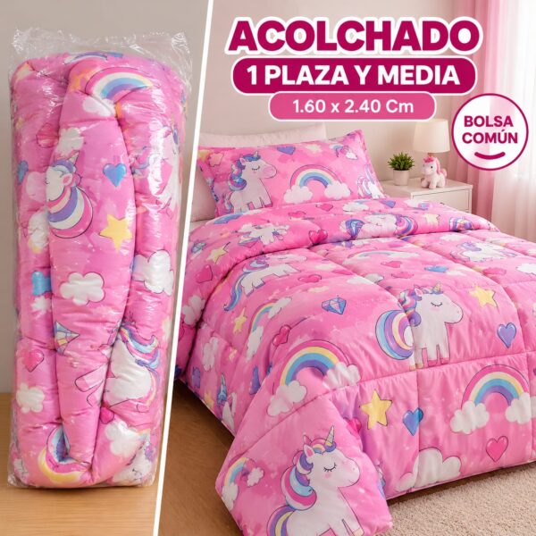 ACOLCHADO 1 PLAZA Y MEDIA INFANTIL BOLSA COMUN NIÑO Y NIÑA 160 X 240CM - Imagen 3