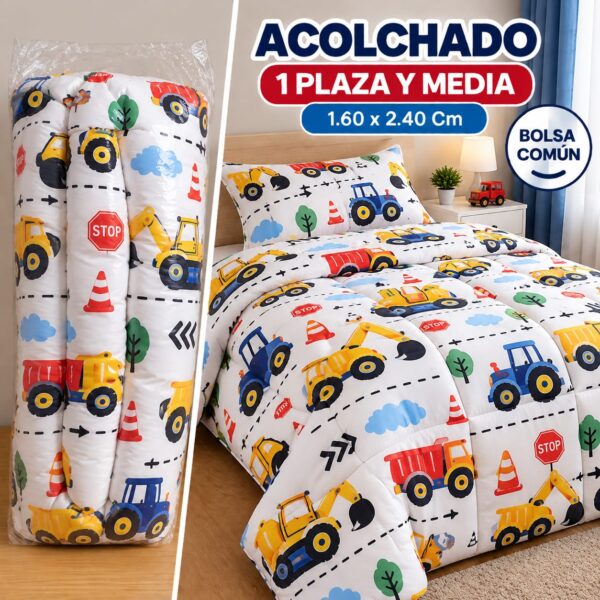 ACOLCHADO 1 PLAZA Y MEDIA INFANTIL BOLSA COMUN NIÑO Y NIÑA 160 X 240CM