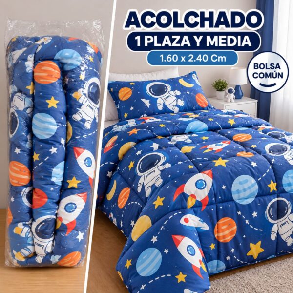 ACOLCHADO 1 PLAZA Y MEDIA INFANTIL BOLSA COMUN NIÑO Y NIÑA 160 X 240CM - Imagen 4